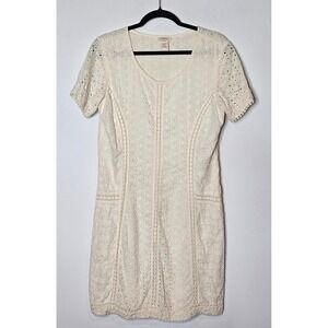 Sundance Eyelet‎ Embroidered Dress Sz 10 White Cotton Summer Casual Boho Cottage